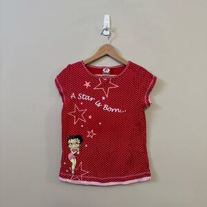 Betty Boop Y2K Red & white polka dot “A star is born…” short sleeve t-shirt